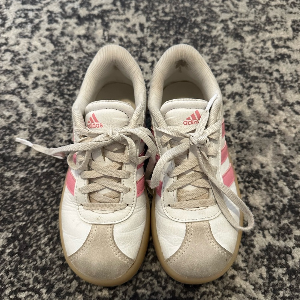 Adidas Kids Sneakers - White, Pink, and Tan